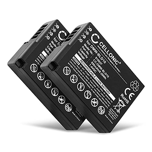 CELLONIC 2X Qualitäts Akku kompatibel mit Panasonic Lumix DMC-G3 Lumix DMC-GX1 Lumix DMC-GF2 Lumix DMC-ZS7 Lumix DMC-TS2, DMW-BLD10 850mAh DMW-BLD10 Ersatzakku Batterie