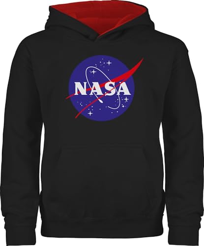 Shirtracer Up to Date Kind - NASA Meatball Logo - 152 (12/13 Jahre) - Schwarz/Rot - NASA mädchen Pullover 140 - JH003K - Kinder Kontrast Hoodie