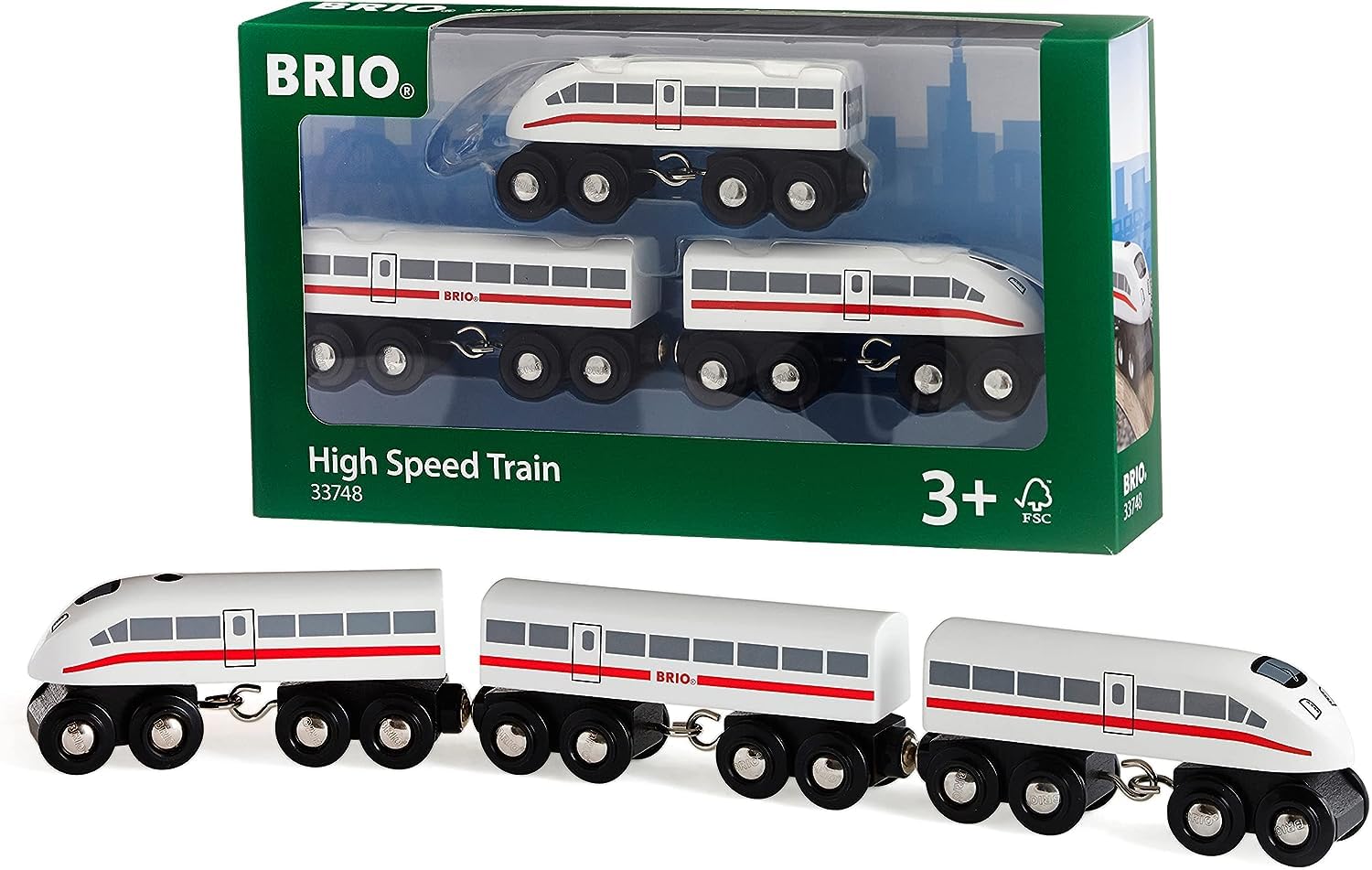 BRIO Bahn 33748 - Schnellzug Mit Sound, Holz, 3-teilig