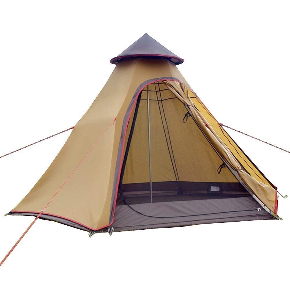 Sport Tent wasserdichte Campingzelt Familienzelt Tipi Zelt Outdoor Doppelschichten Teepee 3.1M / 10ft Pyramidenzelt Indianzelt mit festen Groundsheet, Khaki
