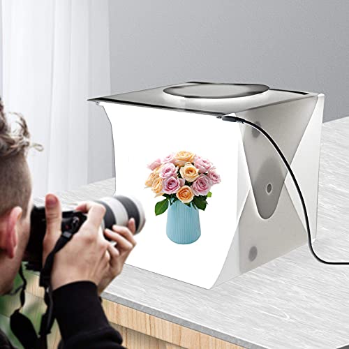 Rehomy Tragbare Fotografie-Lichtbox, Mini-Fotostudio-Lichtbox, Fotoshooting-Zelt-Set, Fotostudio-Box mit Dual-LED-Lichtstreifen, 6 Hintergründe