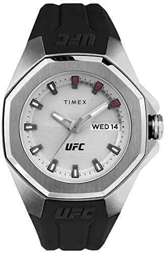 Timex UFC Pro TW2V57200 Armbanduhr mit Kunstharz, 45 mm, Silver