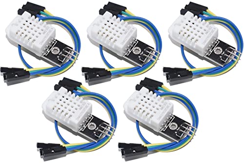 Tecnoiot 5pcs DHT22 Digital Temperature Humidity Sensor AM2302 Module with PCB and Cable