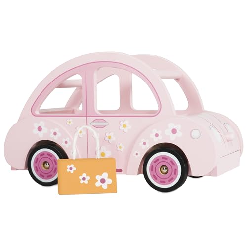 Papo Le Toy Van Sophie's Holzauto, klassischer ikonischer Retro-Stil, Spielzeug-Fahrzeug mit Gepäck und offener Oberseite