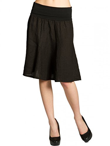 CASPAR RO014 Damen Leinenrock mit figurfreundlichem Stretch Bund, Farbe:schwarz, Größe:One Size