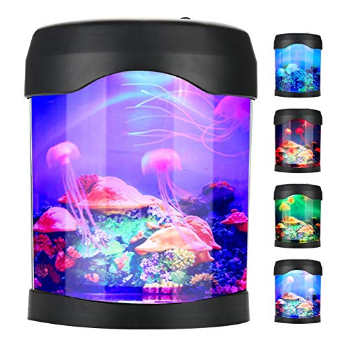 USB Aquarium Licht, Schreibtisch Mini Aquarium Stimmung LED-Beleuchtung ABS Kunststofflampen Farbwechsel Nachtlampe für Wohnzimmer Desktop-Dekoration Geschenk
