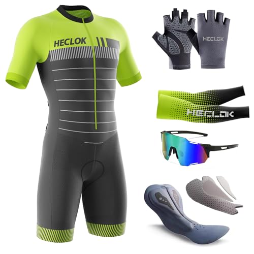 Männer Fahrrad Breathable Kurzarm Radfahren Skinsuit Herren Fahrradtrikot Triathon Bekleidung Fahrradbekleidung Fahrradanzug Gepolstert Einteiler Trisuit Bike läuft Schwimmen (TYP-15,5XL)