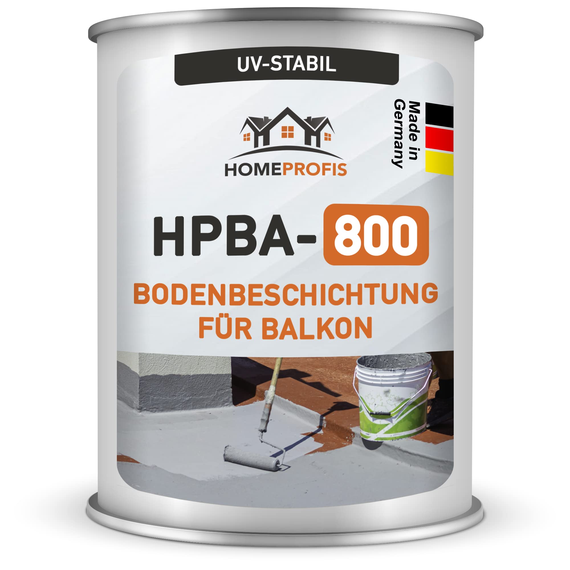 Home Profis® HPBA-800 matte UV-beständige 1K Bodenfarbe (12,5m²) für Balkon & Terrasse in RAL 7001 (Silbergrau) – Wasserdichte Bodenbeschichtung, Bodenlack, diffusionsgeschlossen