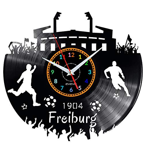 EVEVO Freiburg Wanduhr Vinyl Schallplatte Retro-Uhr groß Uhren Style Raum Home Dekorationen Tolles Geschenk Wanduhr Freiburg