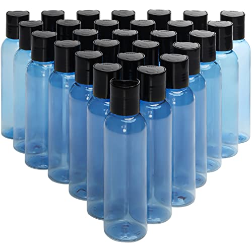 Belle Vous Plastikflaschen zum Befüllen Blau (30Stk) – 120ml Liquid Flaschen mit Disc-Top-Flip-Cap Klappdeckel – Leere Flaschen Reiseflaschen zum Befüllen für Kosmetik, Shampoo, Duschgel, Creme