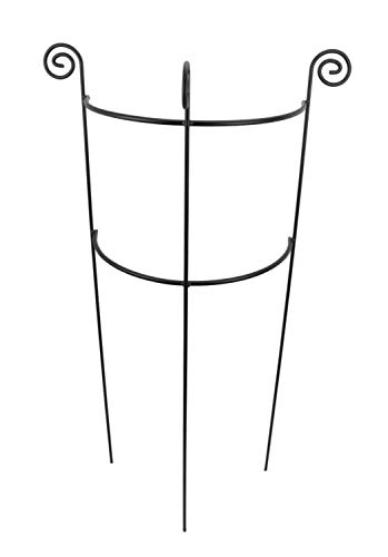 Hirsch Terracotta Staudenhalter Hugo halbrund Pulverbeschichtet Farbe schwarz matt stabil Höhe 116 cm, Breite 45 cm Vollmaterial freistehend Rankhilfe Pflanzstütze Rankgitter