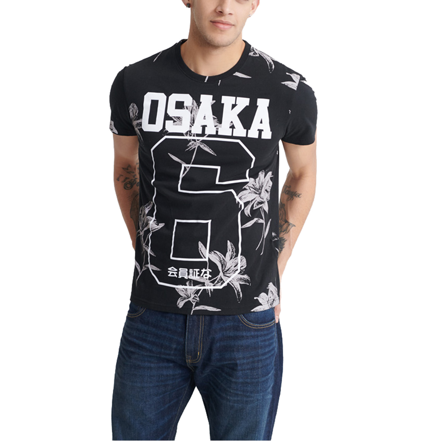 Superdry Super 5&#039;s T-Shirt Herren Shirt M1010106B schwarz