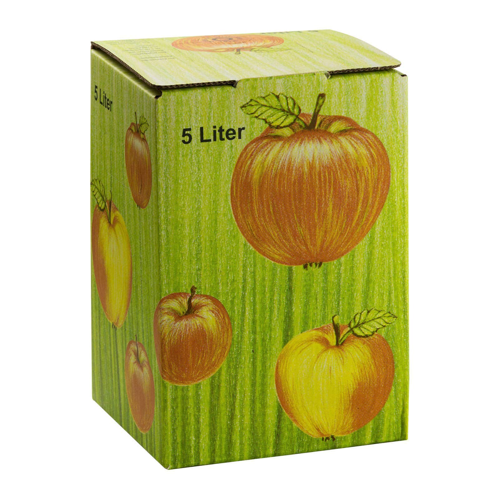 DeTec Bag in Box Karton Apfeldekor Apfelsaft Faltkarton Schachtel Most Saftkarton für Saftlagerung 3-5 - 10 Liter Füllmenge (20 STK, 5 Liter)