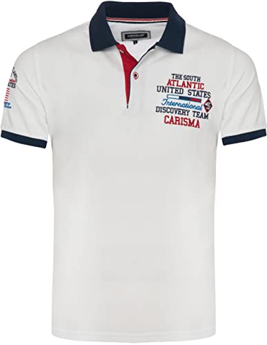 Carisma Kurzarm Poloshirt für Herren 100% Baumwolle • Herren Polo Shirt mit Stickerei • Angenehmes Regular Fit Shirt für Büro und Freizeit 4664 White XL