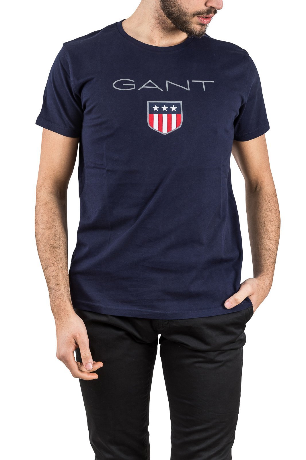 GANT Herren Shield SS Logo T-Shirt, Evening Blue, L