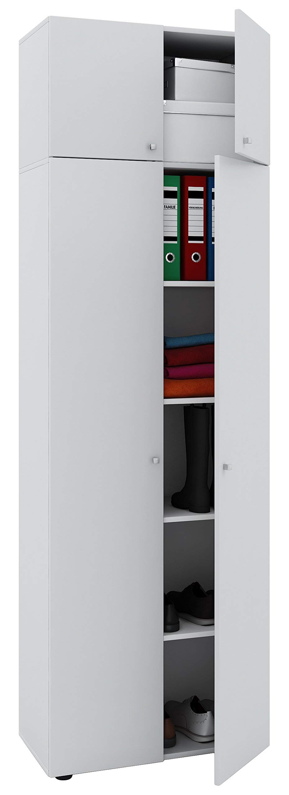 VCM Schrank Universal Kleiderschrank Mehrzweckschrank Dielenschrank Weiß 218 x 70 x 40 cm "Vandol" Auswahlmöglichkeiten