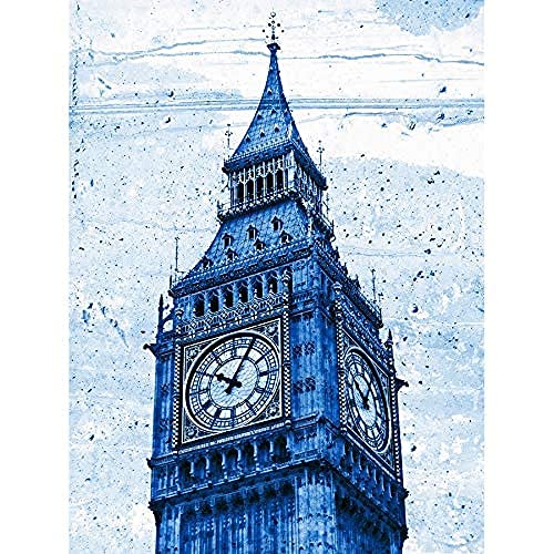 Wee Blue Coo Painting Drawing Landmark London Big Ben Clock Large Art Print Poster Wall Decor 18x24 inch