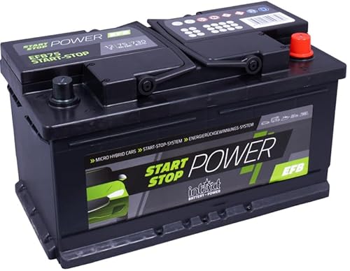 intAct Start-Stop-Power EFB75SS, wartungsfreie EFB Start Stopp Batterie, Autobatterie 12V 75Ah 730A (EN), Schaltung 0 (Pluspol rechts), Maße (LxBxH): 317x175x175mm