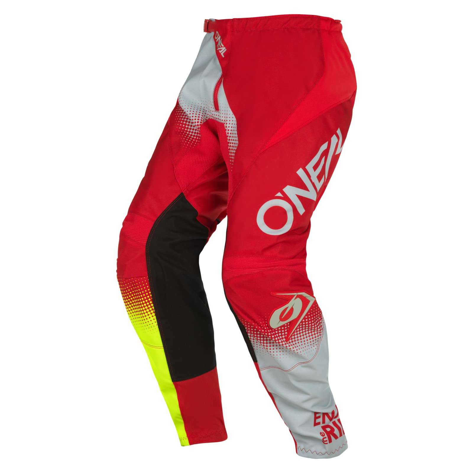 O'NEAL | Motocross-Hose | Enduro MX | Maximale Bewegungsfreiheit, Leichtes, Atmungsaktives und langlebiges Design | Pants Element Racewear V.22 | Erwachsene | Rot Grau Neon-Gelb | Größe 34/50