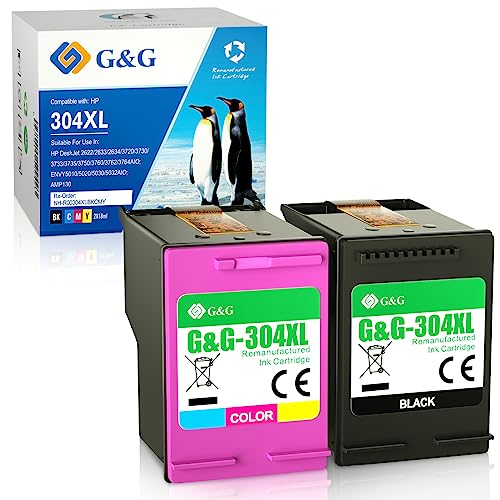 G&G 304 XL Ersatz für HP 304 Druckerpatronen für HP Envy 5030 5032 DeskJet 3750 2630 2633 2634 3730 3733 3760 3762 (Schwarz, Farbe)