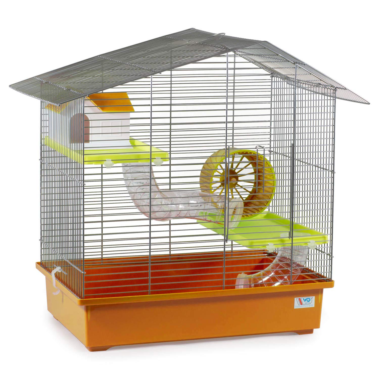 decorwelt Hamsterkäfige Orange Außenmaße 58,5x38,5x55 Nagerkäfig Hamster Plastik Kleintier Käfig mit Zubehör