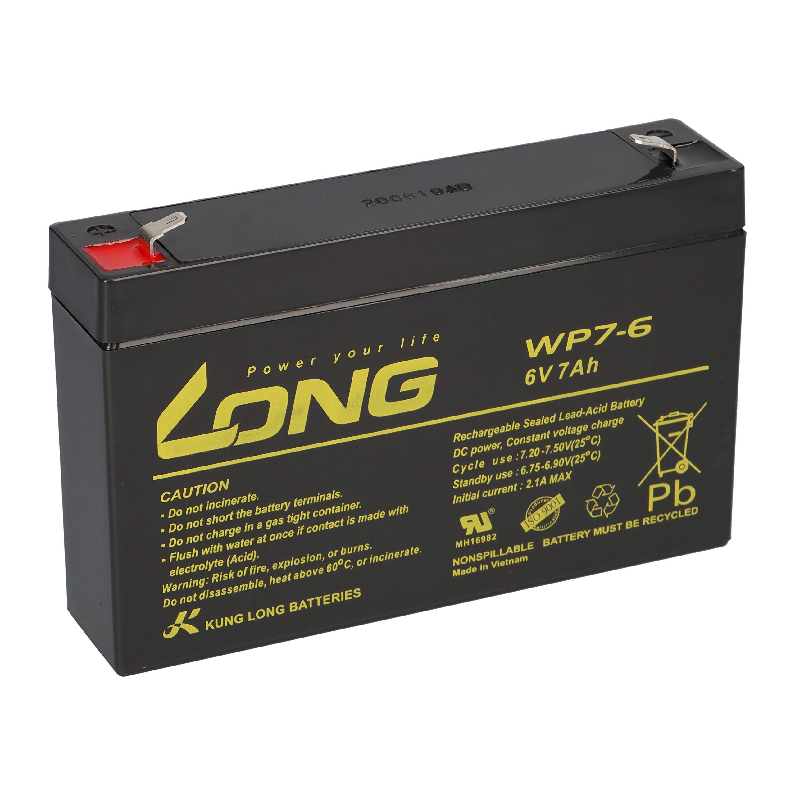 LONG AGM-Batterie kompatibel 3-FM-7 20HR 3 FM 7 3FM7 6V 7Ah AGM-Blei wie 7,0Ah 7,2Ah