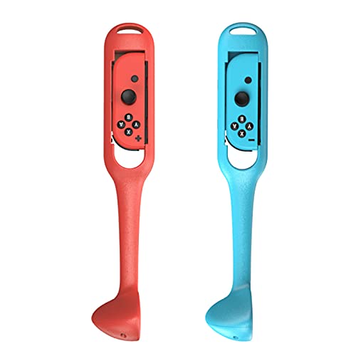 Freude-Con Golf Club für Nintendo Schalter Golf Spiele Zubehör Controller Grip für Mario Golf Super Rush Blau/Rot Combo (2 Pack)