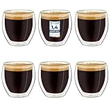 Creano doppelwandige Espresso-Gläser, 6er-Set 100ml, Mokkatassen, Thermo-Gläser mit Schwebe-Effekt