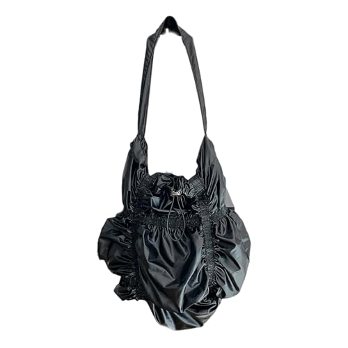 TAZIZI Schultertaschen für Damen, schick, breiter Rand, plissiert, Hobo-Tasche, weiches PU-Leder, Umhängetasche, Clutch, Geldbörse und Handtaschen, BK, 10.82x4.33x12.4in