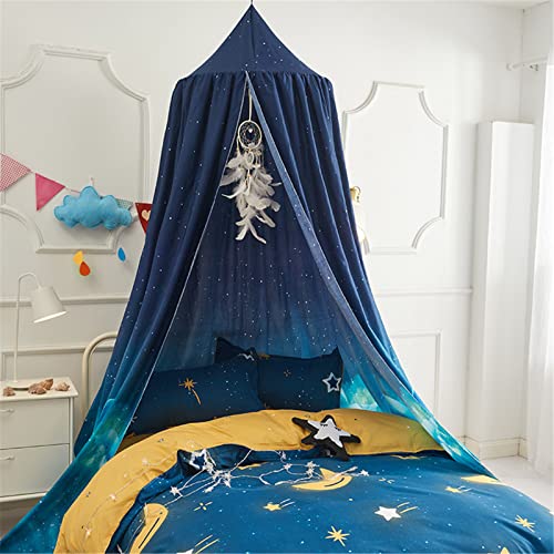 Groß Moskitonetz für Kinderzimmer Junge Blauer Sternenhimmel Kinder Baldachin Betthimmel Babybett Himmelbett Bettvorhang für Schlafzimmer Ankleidezimmer (2)