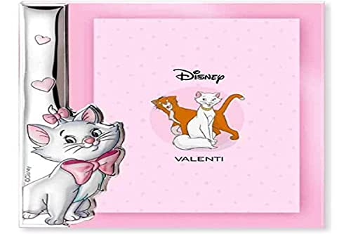 Disney Baby - Bilderrahmen zum Hinstellen - aus Silber - Aristocats-Design - ideal für das Baby- oder Kinderzimmer - perfekt als Geschenkidee zur Taufe oder zum Geburtstag - farbiges 3D-Motiv des Kätzchens Minou