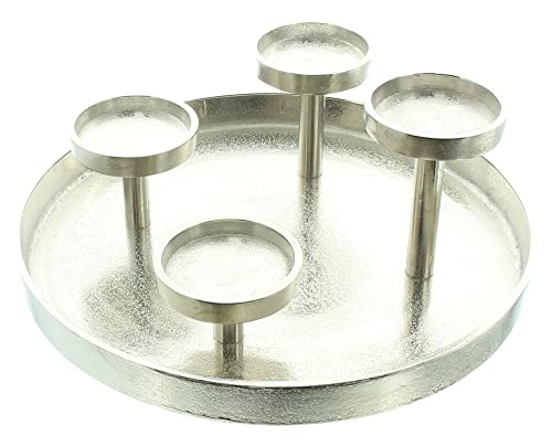 Kerzenhalter Tablett, Aluminiumguss Maße: Ø 32 x 12 cm, passend für Kerzen Ø 6 cm, ohne Kerzen