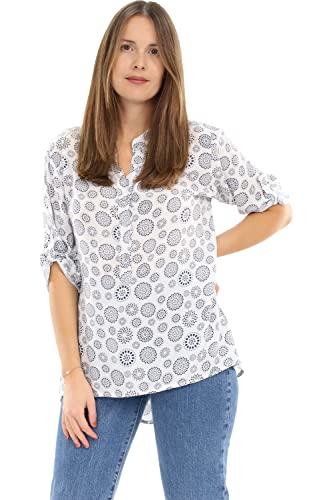 Malito Damen Bluse mit Print | Tunika mit ¾ Armen | Blusenshirt auch Langarm tragbar | Elegant - Shirt 6703 (weiß)