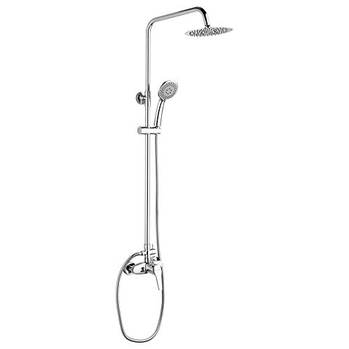 Ibergrif M17025-Roma Duschsäule, Duschsystem mit Handbrause, Duschschlauch, verstellbare Duschstange und Halterung, verchromt