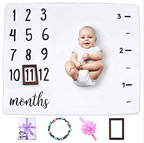Baby Monatliche Meilensteindecke für Baby Junge und Mädchen, Plüsch Fleece Baby Fotografie Hintergrund Memory Decke für Neugeborene Baby Foto Decke für Neugeborene Baby Shower