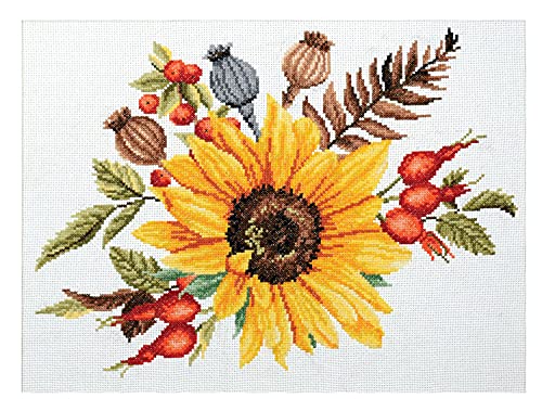 Ladybird Stickset Autumn Bouquet, Kreuzstich-Set ca. 34 x 25,6 cm, Komplett-Set für ein eckiges Stickbild, handwerkliches Hobby für Erwachsene und Kinder ab 8 Jahren
