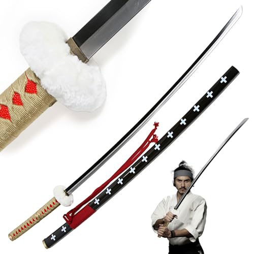 Swords and more One Piece - Trafalgar Law Schwert brauner Griff, Nodachi, Stahlschwert mit Scheide, 132 cm, One-Piece-Katana für Animefans, Cosplayer, Sammler & als Geschenk, braun