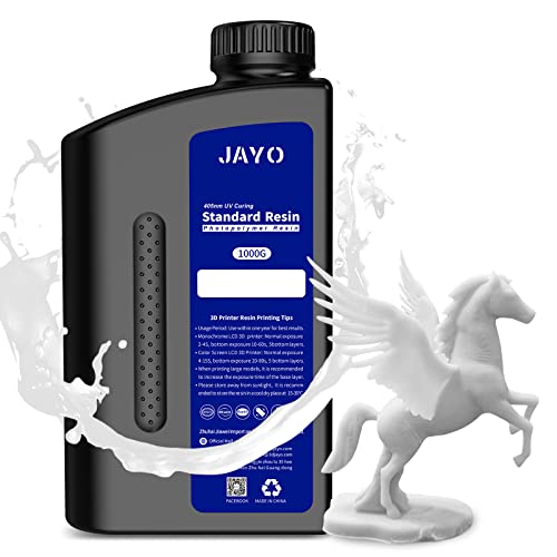 JAYO 3D Drucker Resin, LCD UV 405nm Rapid Resin für 2K 4K 6K 8K LCD/DLP/SLA 3D Drucker Photopolymer Kunstharz Flüssige 3D-Druckmaterialien Weiß 1000g