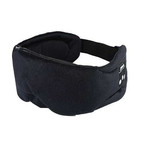 INF Schlafmaske mit integrierten kabellosen Kopfhörern, Bluetooth 5.0, schwarz, Augenmaske mit Wireless Kopfhörern, Schlafbrille mit Musik, Headset für Reise