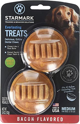 (6 Pack) StarMark Everlasting Dog Treat Toy Bacon Edible Dental Chew Medium