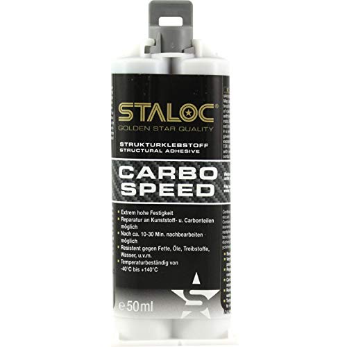 STALOC Carbo Speed 50ml schwarz, Mischer, 2-Komponenten-Kleber, 2k Kunststoff-Kleber