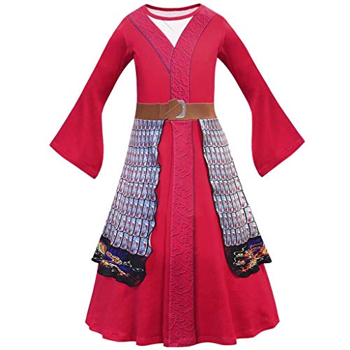 Lito Angels Mädchen Prinzessin Mulan Kostüm Schick Verkleidet sich Chinesisch Heldin Outfit 7-8 Jahre Rot 277