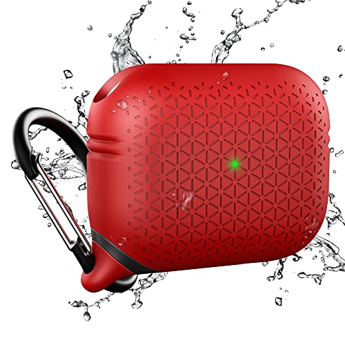 Catalyst Unterwassergehäuse für AirPods Pro Premum Edition Skin, für AirPods Pro Aufladetasche, stoßfest, Schutzhülle, Karabiner, kompatibles kabelloses Aufladen - Rot
