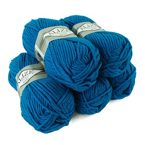 500g Strickgarn Strickwolle Alize Superlana Maxi 25% Wolle, Farbwahl, Farbe:141 königs-blau