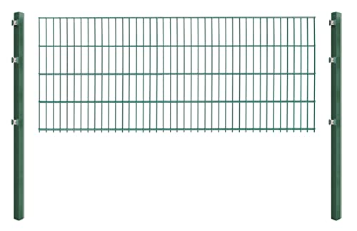 Doppelstabmattenzaun - Komplettset inkl. Pfosten (60x40mm) und Montagematerial - Verschiedene Längen und Höhen – Grün oder Anthrazit (L 4 m - H 83 cm, grün)