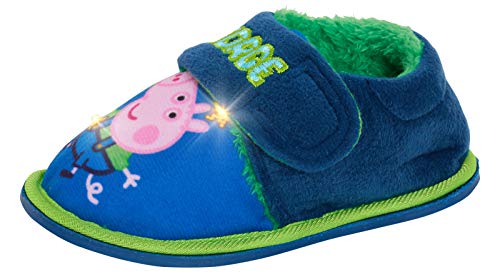 Peppa Pig Jungen George Pig Leuchtende Hausschuhe Säuglinge Dino Indoor Kinderzimmer Haus Schuhe Kleinkind Dinosaurier Blinkende LED Schuhe für Kinder, blau, 28 EU
