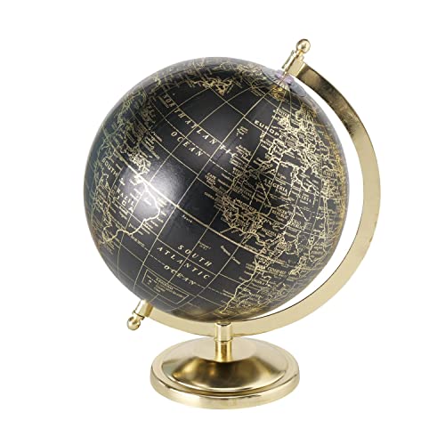 Stilvoller schwarzer Globus, 20 cm Durchmesser, Höhe 31 cm. Drehung in realistischer Neigung auf stabilem Metallständer. In Handarbeit gefertigt, Hoher Neidfaktor incl.