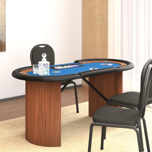 RAUGAJ Nice Tables Poker & Games Tables-10 Spieler Pokertisch mit Chipablage blau 160x80x75cm