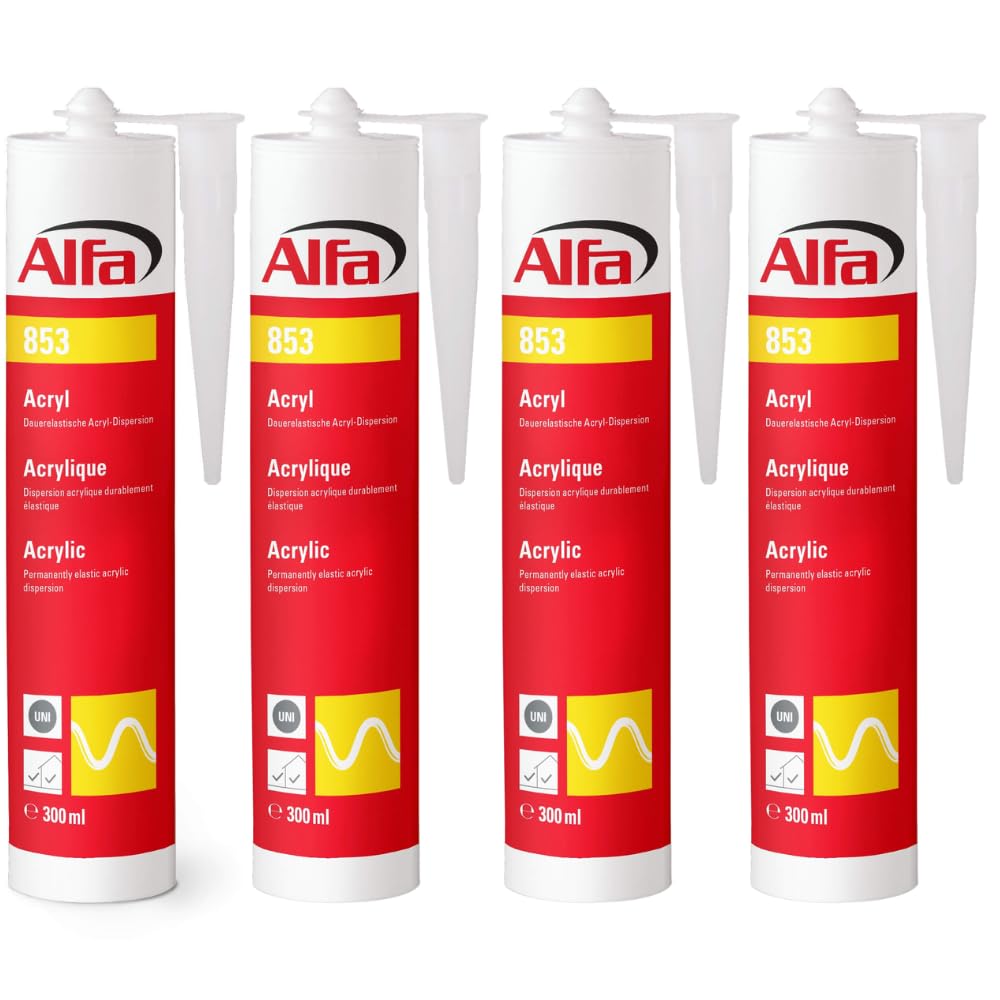 20x Alfa Acryl-Dichtstoff 310 ml weiß Profi-Qualität universelle Anwendung, Profi-Qualität, Maler-Acryl, witterungsbeständig, geruchlos, lösemittelfrei, stark haftend