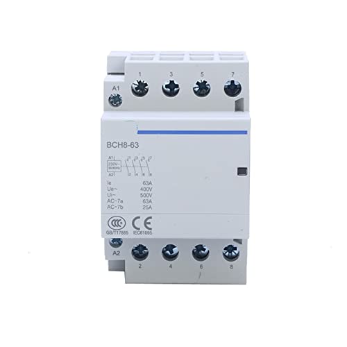 Elektromagnetische Schalter Schütz AC 220V 63A 4P Modular Smart Home, Office AC AC Contractor Automatischer Betrieb 4NO / 4NC / 2NO2NC / 3NO1NC Elektrische Anlagen (Color : 63a 2no2nc 230v)